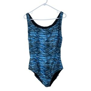 Illusions Blue Training Athletic Swimsuit Size 38 Large NWT #VEG-0310